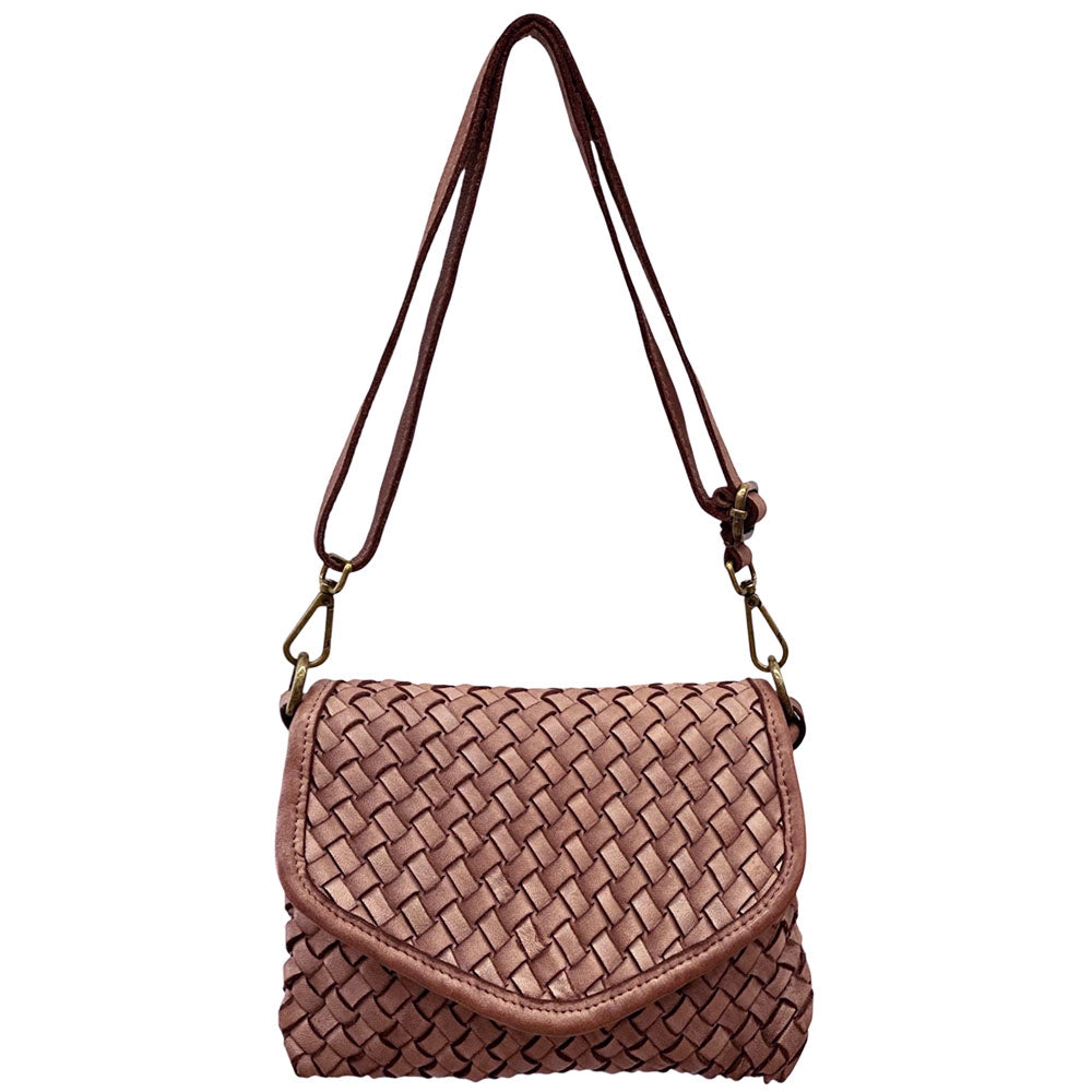 Bellavia Woven Cow Leather Crossbody Bag - Made In Italy