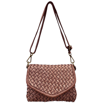 Bellavia Woven Cow Leather Crossbody Bag - Made In Italy