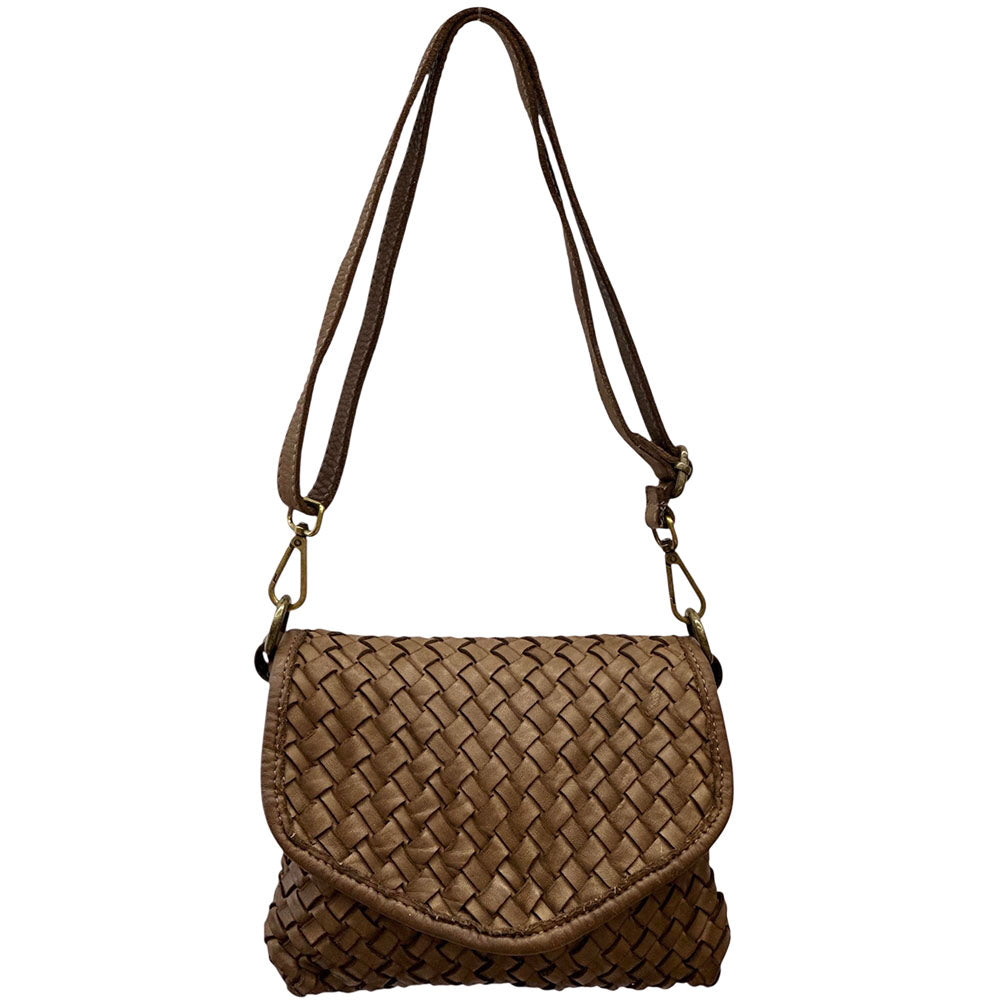 Bellavia Woven Cow Leather Crossbody Bag - Made In Italy
