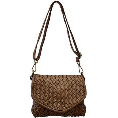 Bellavia Woven Cow Leather Crossbody Bag - Made In Italy