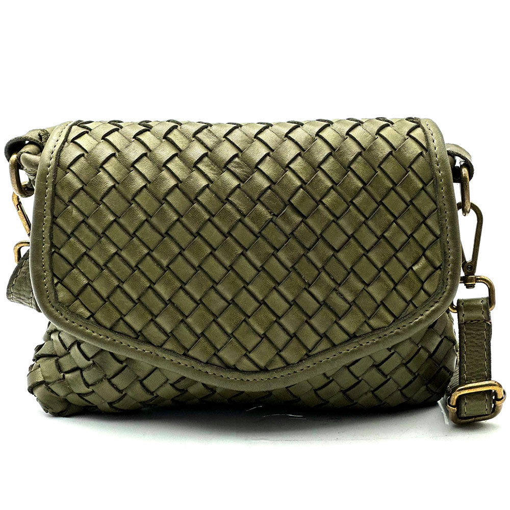 Bellavia Woven Cow Leather Crossbody Bag - Made In Italy