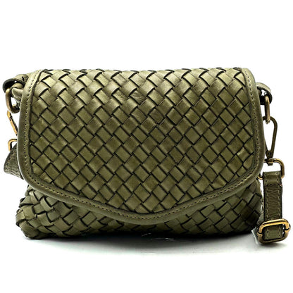 Bellavia Woven Cow Leather Crossbody Bag - Made In Italy