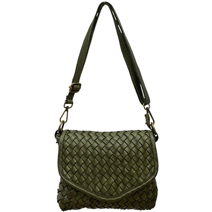 Bellavia Woven Cow Leather Crossbody Bag - Made In Italy
