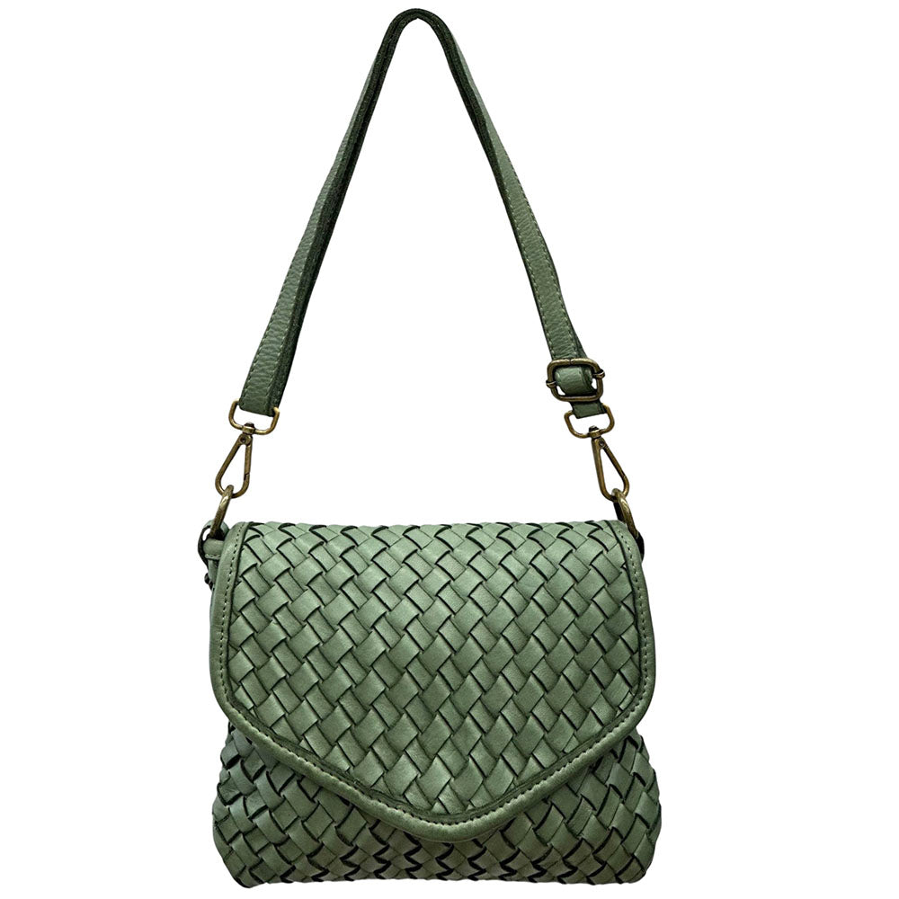 Bellavia Woven Cow Leather Crossbody Bag - Made In Italy