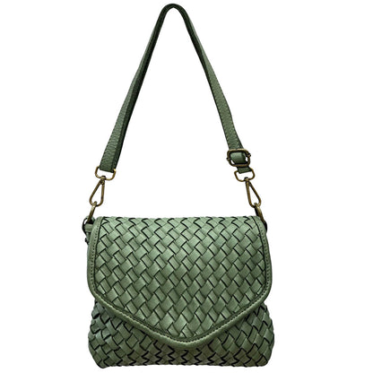 Bellavia Woven Cow Leather Crossbody Bag - Made In Italy