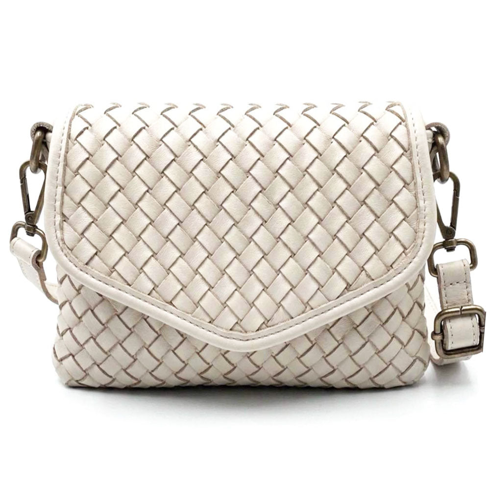 Bellavia Woven Cow Leather Crossbody Bag - Made In Italy