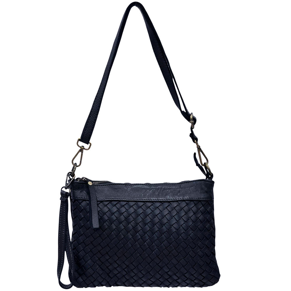 Norevia Woven Washed Cow Leather Crossbody Bag - Made In Italy