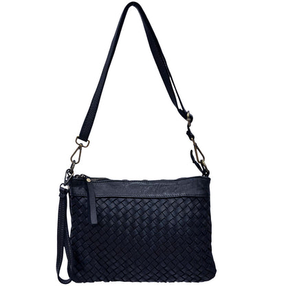 Norevia Woven Washed Cow Leather Crossbody Bag - Made In Italy