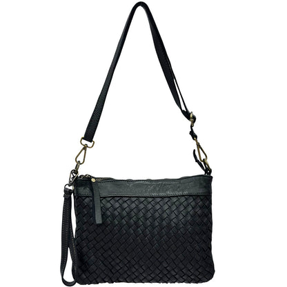 Norevia Woven Washed Cow Leather Crossbody Bag - Made In Italy