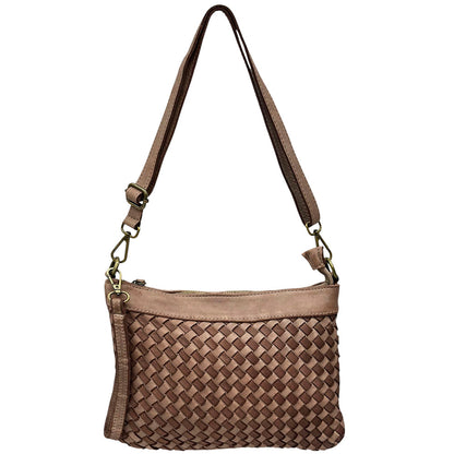 Norevia Woven Washed Cow Leather Crossbody Bag - Made In Italy