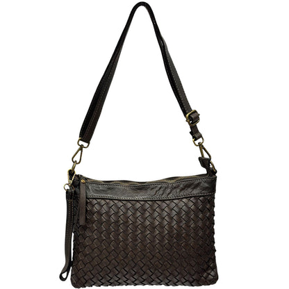Norevia Woven Washed Cow Leather Crossbody Bag - Made In Italy