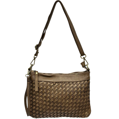 Norevia Woven Washed Cow Leather Crossbody Bag - Made In Italy