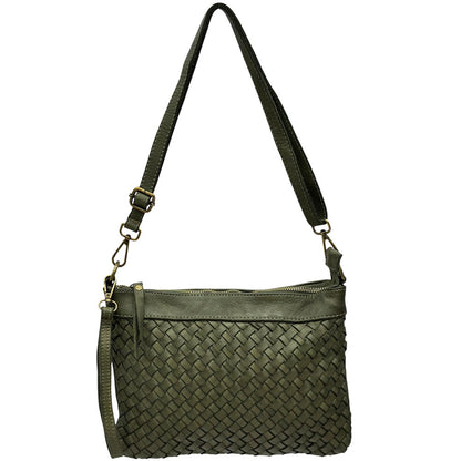 Norevia Woven Washed Cow Leather Crossbody Bag - Made In Italy