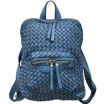 Norvella Woven Washed Calf Leather Backpack - Made In Italy
