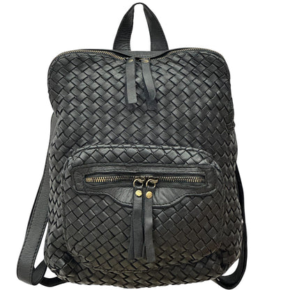 Norvella Woven Washed Calf Leather Backpack - Made In Italy
