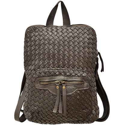 Norvella Woven Washed Calf Leather Backpack - Made In Italy