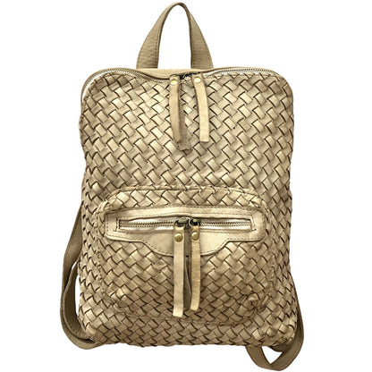 Norvella Woven Washed Calf Leather Backpack - Made In Italy