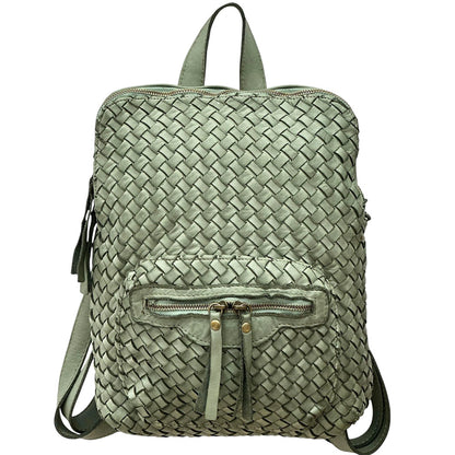 Norvella Woven Washed Calf Leather Backpack - Made In Italy