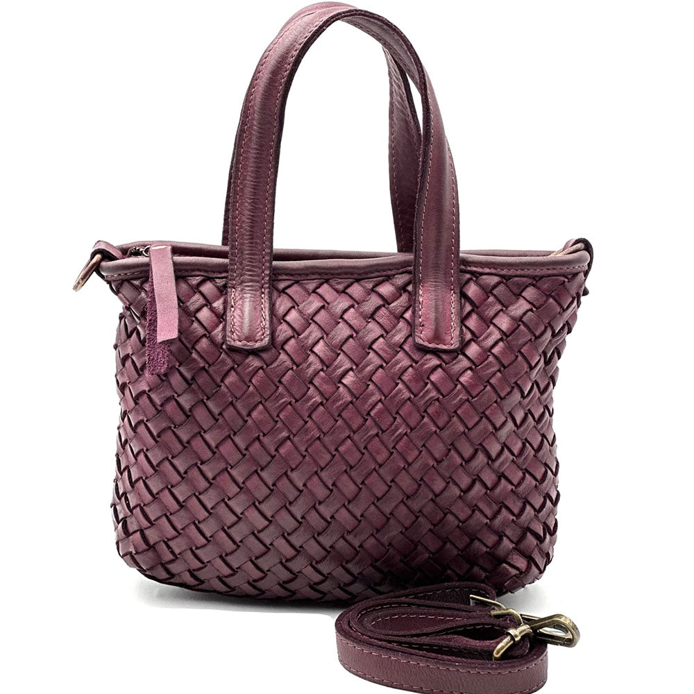 Tessia Handwoven Washed Leather Crossbody Tote - Made In Italy