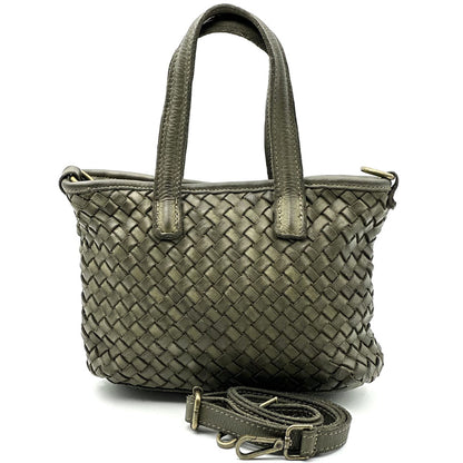 Tessia Handwoven Washed Leather Crossbody Tote - Made In Italy