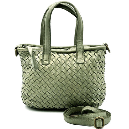 Tessia Handwoven Washed Leather Crossbody Tote - Made In Italy