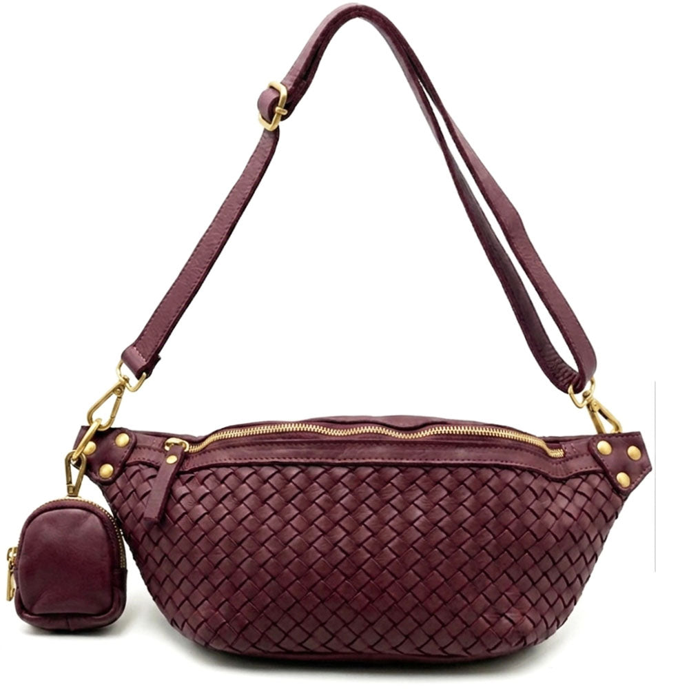 Nissim Leather Woven Sling Bag - Made In Italy