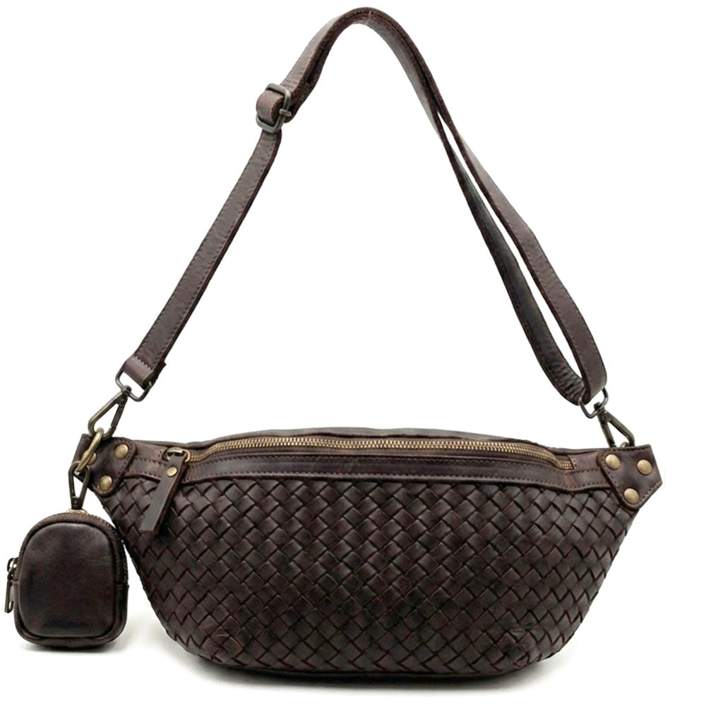 Nissim Leather Woven Sling Bag - Made In Italy