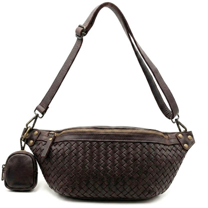 Nissim Leather Woven Sling Bag - Made In Italy