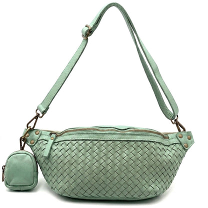 Nissim Leather Woven Sling Bag - Made In Italy