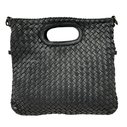 Calista Convertible Woven Leather Cutout Handle Bag - Made In Italy