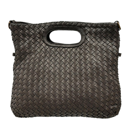 Calista Convertible Woven Leather Cutout Handle Bag - Made In Italy