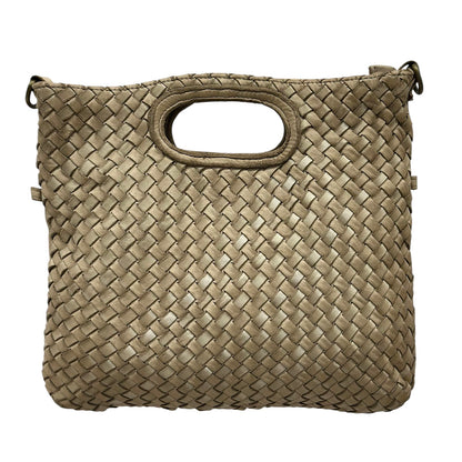 Calista Convertible Woven Leather Cutout Handle Bag - Made In Italy