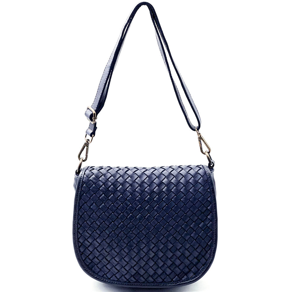 Velisia Woven Cow Leather Saddle Bag - Made In Italy