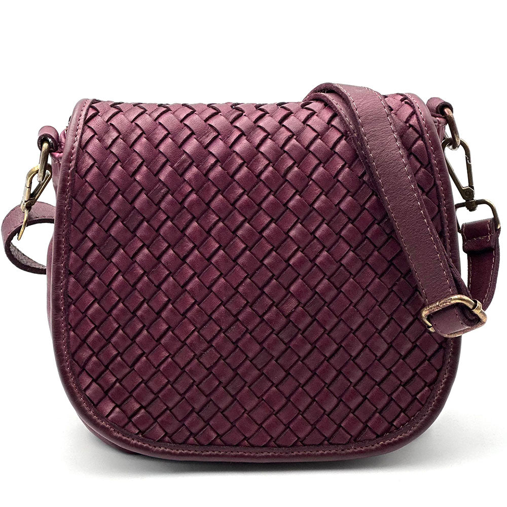 Velisia Woven Cow Leather Saddle Bag - Made In Italy
