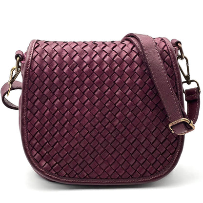 Velisia Woven Cow Leather Saddle Bag - Made In Italy