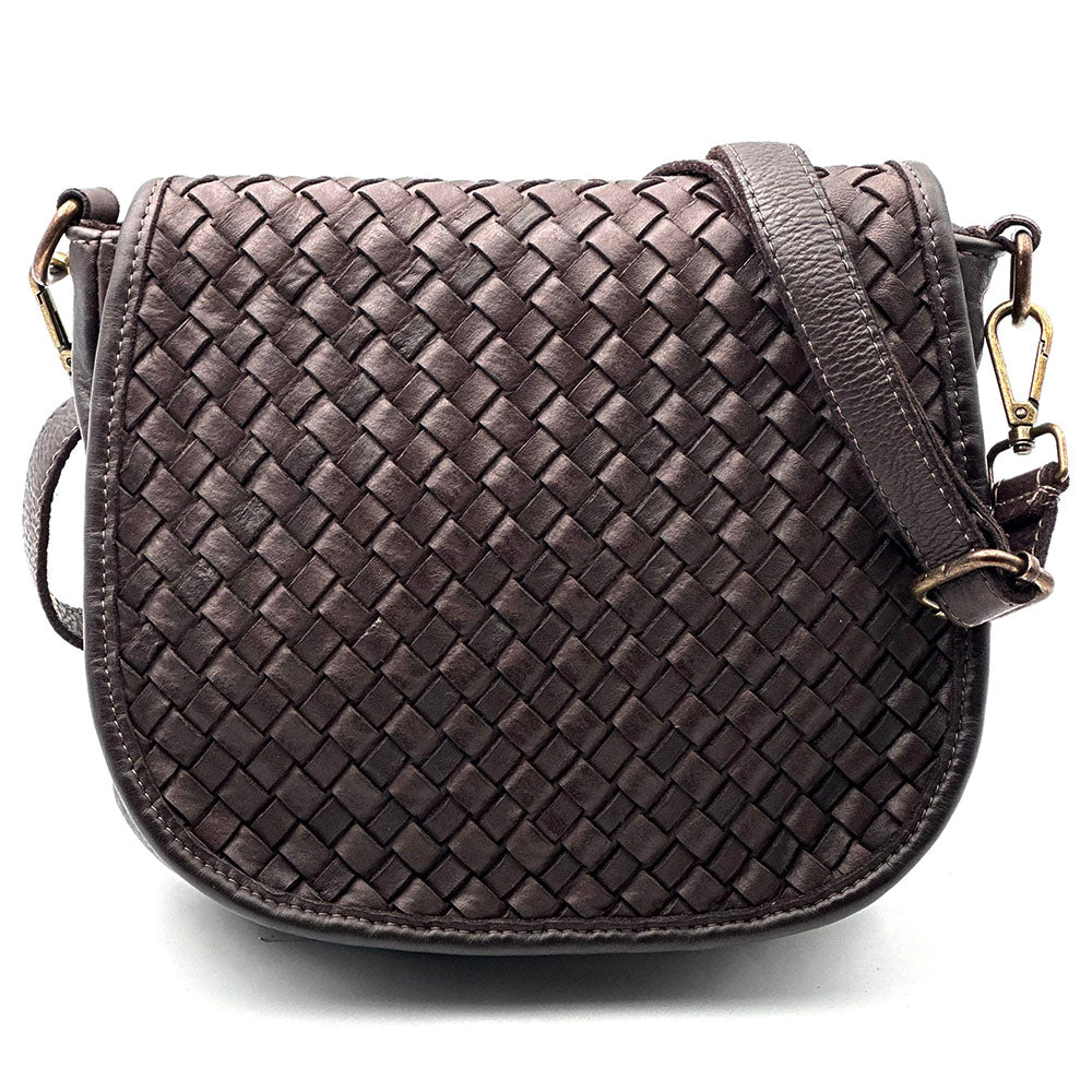 Velisia Woven Cow Leather Saddle Bag - Made In Italy