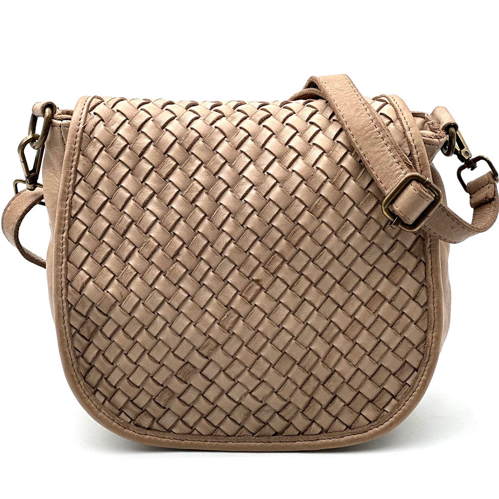 Velisia Woven Cow Leather Saddle Bag - Made In Italy