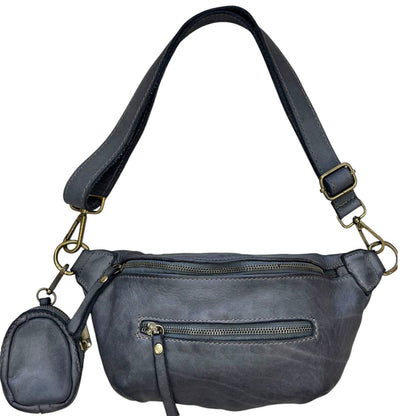 Milo Washed Cow Leather Belt Bag with Coin Pouch - Made In Italy
