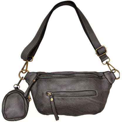 Milo Washed Cow Leather Belt Bag with Coin Pouch - Made In Italy