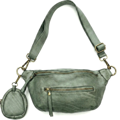 Milo Washed Cow Leather Belt Bag with Coin Pouch - Made In Italy