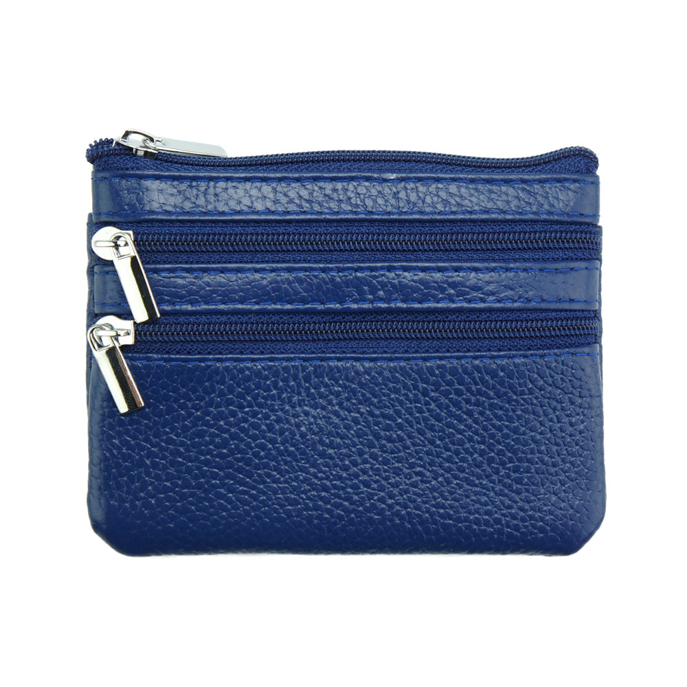 Multi Zip Leather Coin Wallet Jamie - Made In Italy