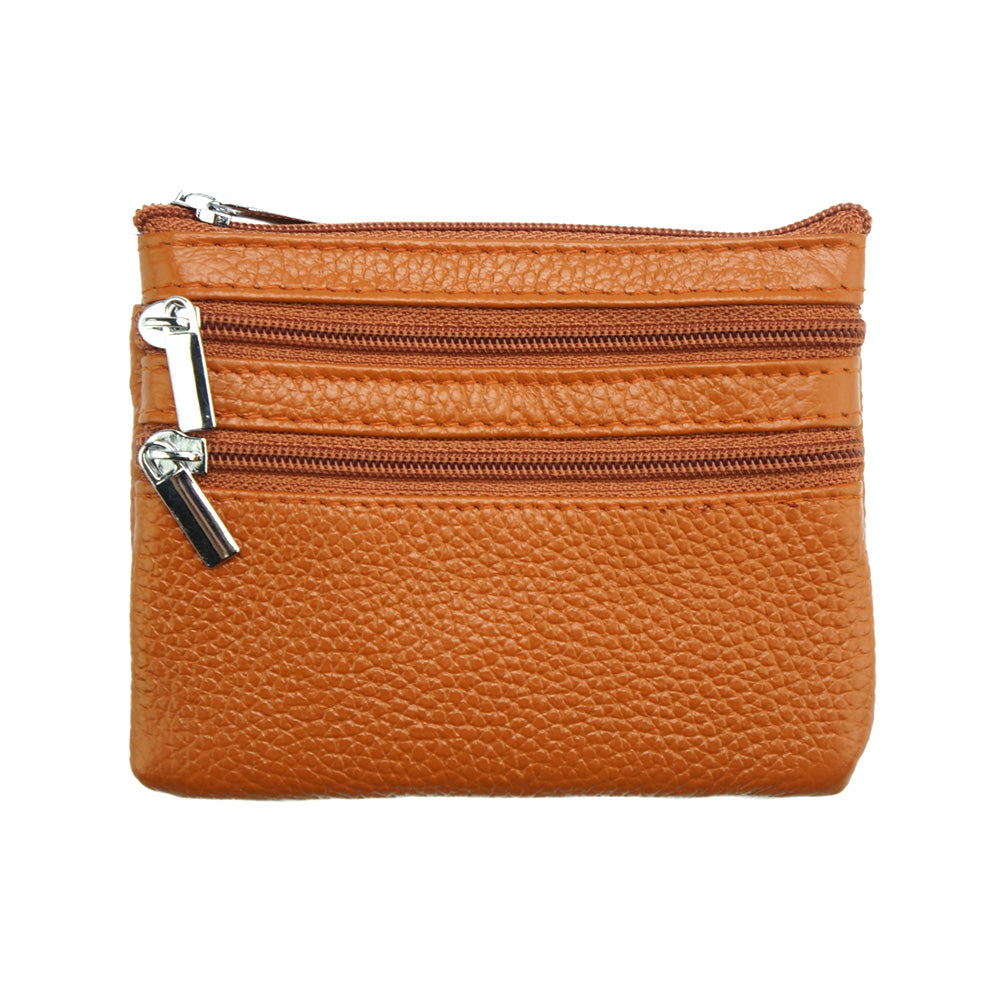 Multi Zip Leather Coin Wallet Jamie - Made In Italy
