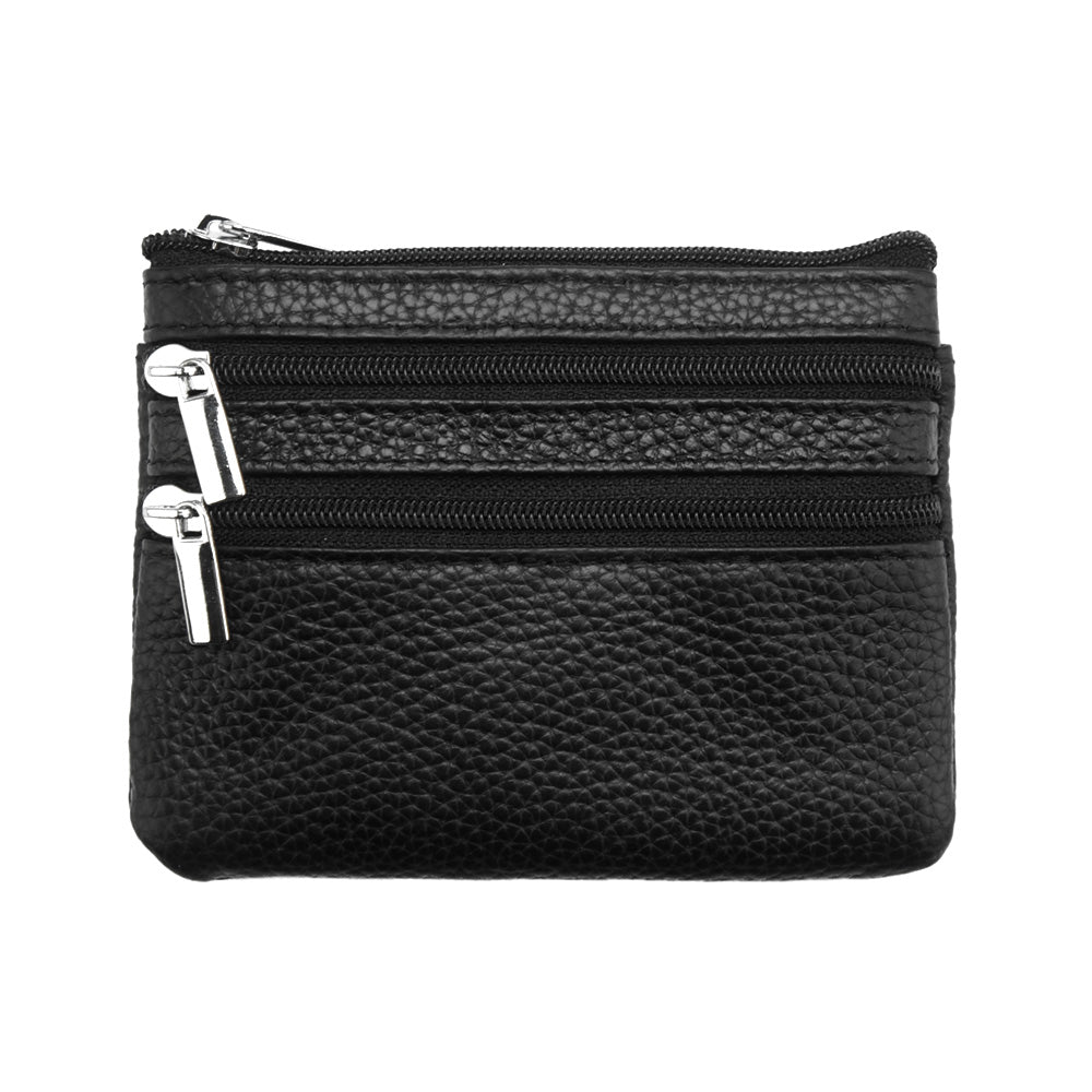 Multi Zip Leather Coin Wallet Jamie - Made In Italy