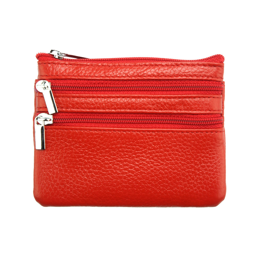 Multi Zip Leather Coin Wallet Jamie - Made In Italy