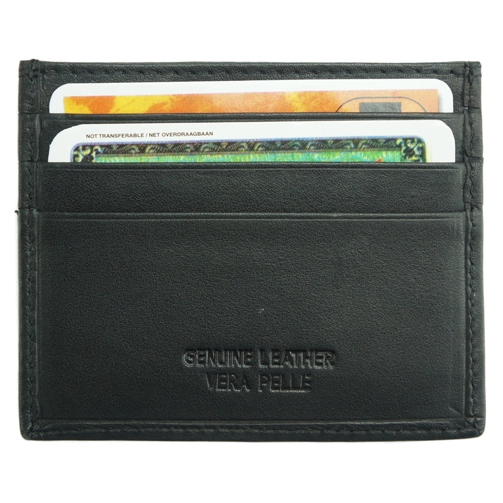 Lisa S Calf-Skin Leather Card Holder - Made In Italy