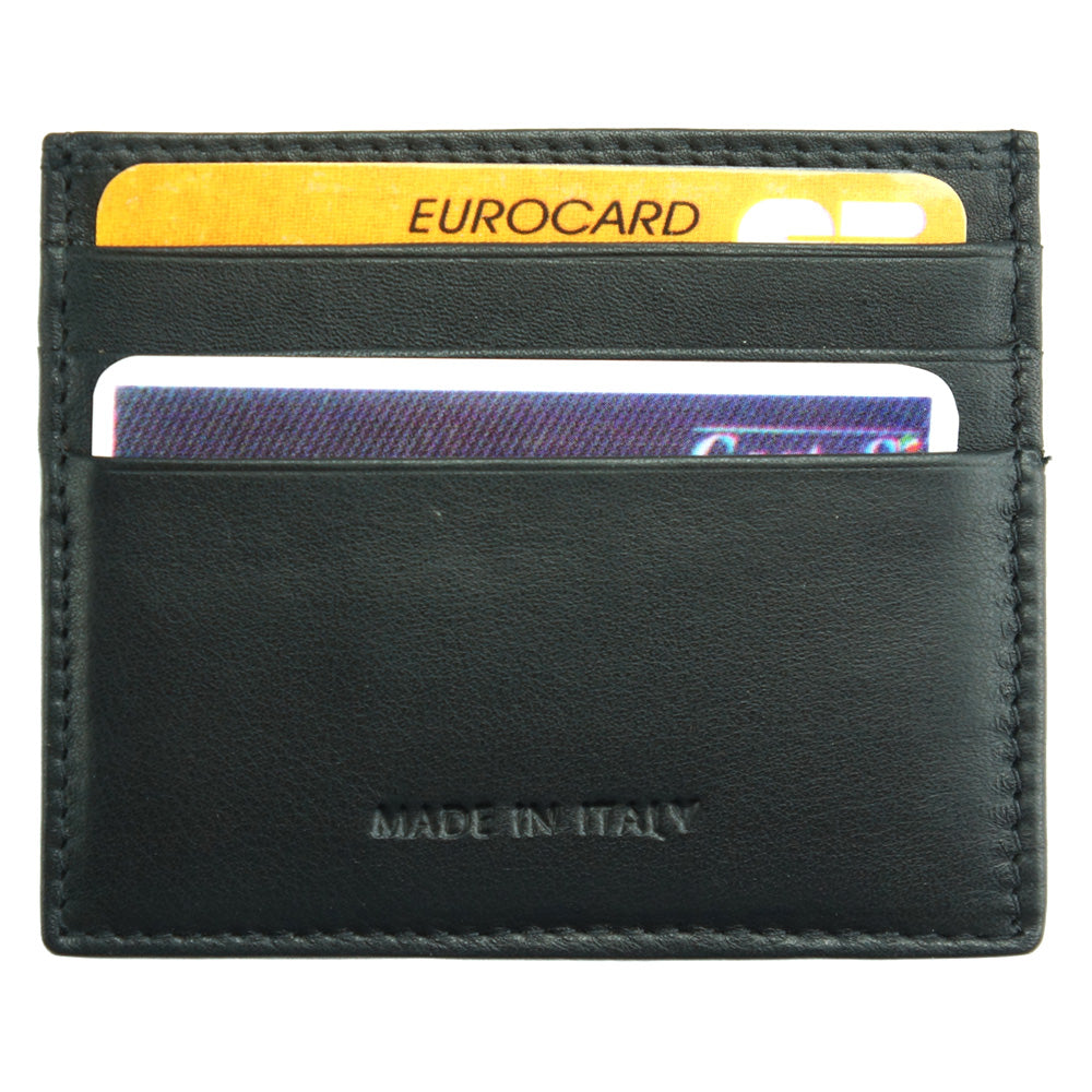 Lisa S Calf-Skin Leather Card Holder - Made In Italy