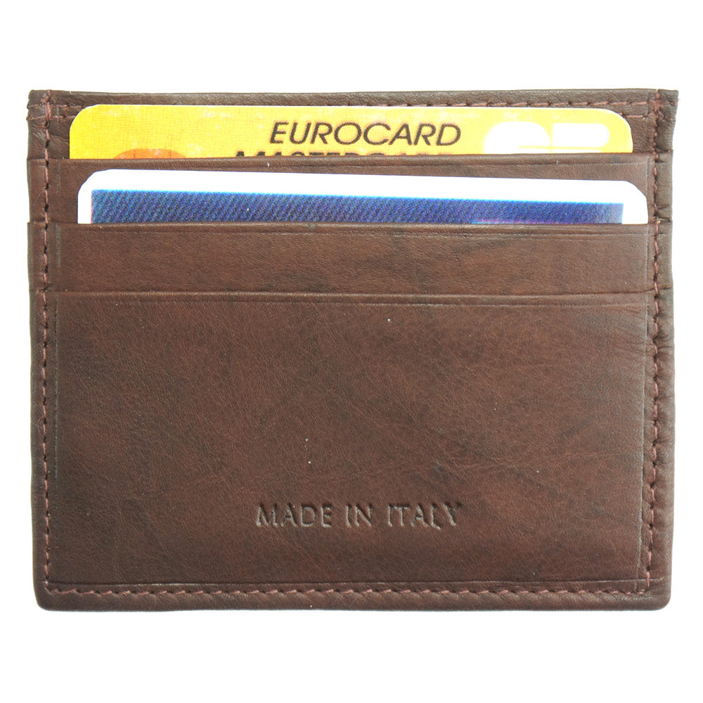 Lisa S Calf-Skin Leather Card Holder - Made In Italy