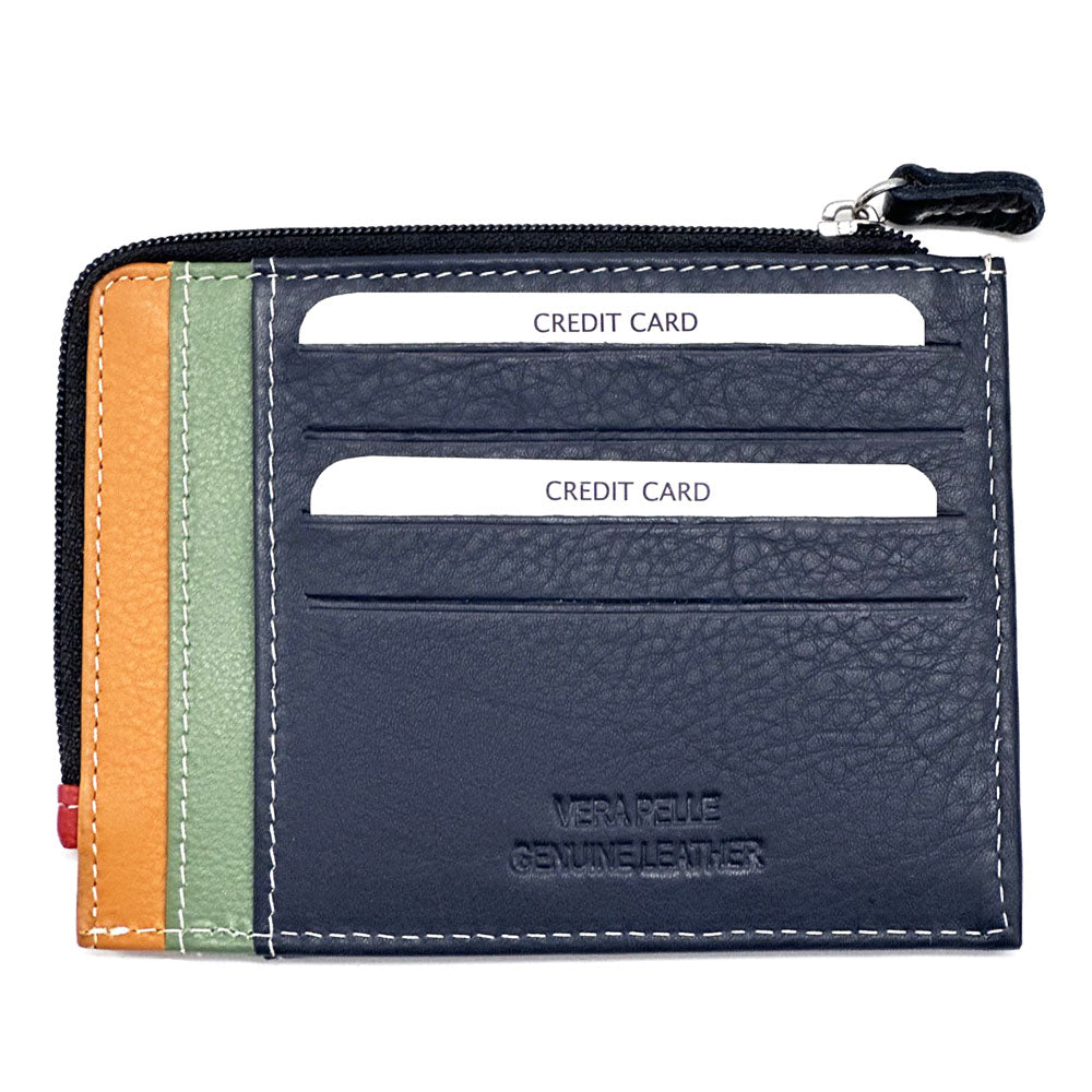 Swami Zip Cow Leather Card Holder - Made In Italy