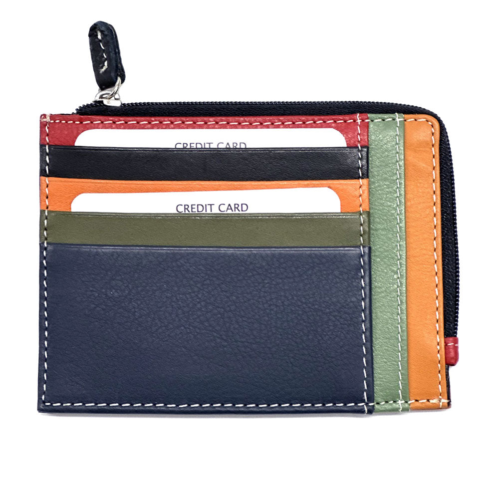Swami Zip Cow Leather Card Holder - Made In Italy