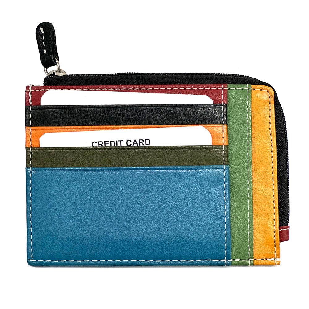 Swami Zip Cow Leather Card Holder - Made In Italy